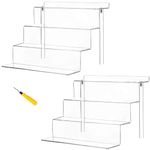 2 pcs 4 Tier 12x 9 Inch Acrylic Display Stand Riser Shelf Clear Risers Perfume Stand for Tier Tiered Decoration and Organize Step Cupcakes Table Cabinet Countertops Collectibles