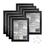 HappyHapi 4x6 Picture Frame,Set of 8 Black Picture Frames, Tabletop or Wall Display Decoration Photo Frame for Photos, Paintings, Landscapes, Posters, Artwork