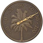 Whitehall Palm Tree Thermometer, French Bronze, 16" Dia.