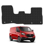 Rubber Floor Mats for the Ford Transit Custom (2013-2024 GEN1) [manual gearbox] - Custom Van Accessory Tailored fit Heavy-Duty, Waterproof & Anti-Slip Work Mats with Clips