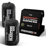 Prepared4X Emergency Sleeping Bag for Survival - Thermal Emergency Bivy Sack for Backpacking, Camping, Hiking - Lightweight, Compact & Heavy-Duty Waterproof Survival Tarp or Bivvy Tent, 2-Pack