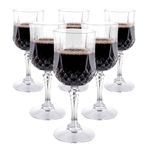 alpina Plastic Wine Glasses Set of 6-200ml Plastic Glasses Reusable - Wine Glass with Crystal Effect - Suitable for Soft Drinks, Red and White Wine - Hand Washable - Transparent