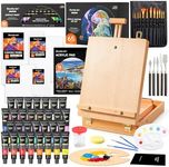 65 Pack Acrylic Paint Set, Shuttle Art Acrylic Painting Set with Wooden Easel, 30 Colors Acrylic Paint, Painting Canvas, Paint Brushes, Palettes, Art Painting Supplies for Kids Adults Beginner Artists