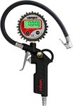 VERGO Digital tyre Inflator Pressure Gauge - Heavy Duty - 2.5 inch Diameter Head - 3 in 1 Multifunction Gauge - 0-14 Bar/ 0-200 PSI - Quick Connect Coupler-Flexible Hose-Car, Motorbike, Truck