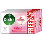 Dettol Skincare Moisturizing Beauty Bathing Soap Bar with Argan Oil (600gm) | Softer Skin, 125gm + 20% Extra Free, Pack of 4