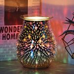 YUNYODA Touch Sensitive 3D Glass Electric Oil Burner, Wax Melts Burner with Light for Home Office Bedroom Living Room Gifts (Spare Bulb Included)(Star)