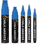 5 Blue Chalkboard Chalk Pens - Blue Dry Erase Markers for Blackboard, Chalkboard Signs, Windows, Glass | Variety Pack - Fine & Jumbo Size Ink Pen (1mm, 3mm, 6mm, 10mm, 15mm)