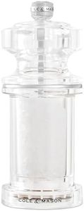 Cole & Mason 605 Refillable Spice Mill - Kitchen & Home Accessory - Table Salt Grinder - Salt Included - Acrylic - New Salt Mill 5.5"