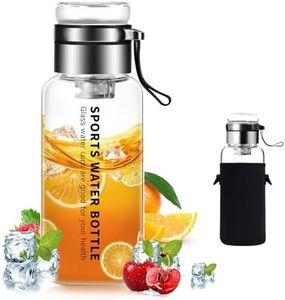 40 oz Glass Water Bottles - Large, Clear, Borosilicate Glass Water Bottle with Stainless Tea Infuser - Cup-Function Lid, Neoprene Sleeve, Strap - Wide Mouth BPA free, for Tea, Beverages, Juice