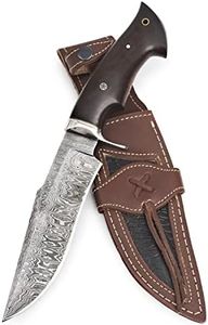 BIGCAT ROAR Cuchillo de caza de Damasco hecho a mano - Cuchillo de caza de hoja fija con vaina y mango de madera de nogal - Cuchillo para exteriores de 30.4 cm - Leopard Hunter
