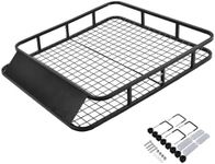 HOMFME 123 x 102 x 14cm Roof Rack Basket, Steel Car Top Luggage Holder with Wind Fairing & 4 U-shaped Bolts, Universal Rooftop Cargo Carrier Tray for Car SUV Jeep Truck, 75kg Weight Capacity