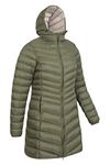 Mountain Warehouse Florence Womens Long Jacket - Padded Winter Coat Khaki Womens Size 4 US