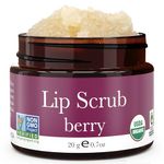 Lip Scrub, Berry Flavor - Organic Exfoliating Sugar Scrubs, Exfoliator for Chapped Dry Lips, Moisturizes With Fresh, Natural Ingredients; Best Before Balm; for Men and Women (1 Container)