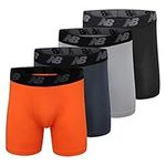 New Balance Men's Standard 5" Performance No Fly Boxer Brief (4 Pack), Black/Dynomite/Steel/Orca, Medium