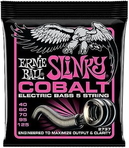 Ernie Ball, Bass 5 Super Slinky Cobalt, Corde per basso elettrico, diametro 40-125