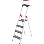 Hailo TopLine L100 8050-307 Aluminium Safety Stepladder with Multifunctional Shell, Safety Holder, Platform Lock and 130 mm Extra-Deep Steps, Black, 8050-407