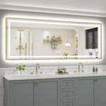 96X36 Inch LED Bathroom Mirror with Gold Frame, Backlit & Front Lit
