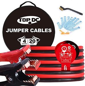 TOPDC 4 Gauge 20 Feet Jumper Cables for Car, SUV and Trucks Battery, Heavy Duty Automotive Booster Cables for Jump Starting Dead or Weak Batteries with Carry Bag(TD-P0420ULB)