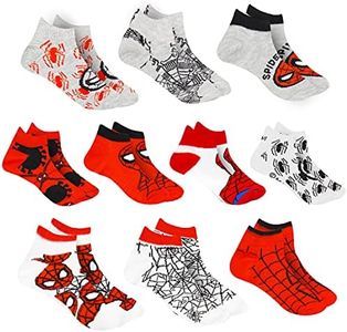 Marvel Spider-man Socks for Boys, 10 Pairs Low Cut Socks for Boys Ages 3-9, Red, One Size