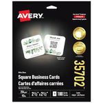 Avery 2.5” x 2.5” Square Business Cards Rounded Corners, Custom Print Matte Square Cards with Sure Feed Technology, Inkjet/Laser Printable Cards, Two-Sided Clean Edge Paper Cards, 180 Cards (35702)