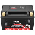 KEMIMOTO Lithium Motorcycle Battery YTX14-BS/YTX9-BS, LiFePO4 Lithium Battery 12v 6Ah, Full-Charged Powersports Battery, with 5 Universal-Fit EVA Spacers, Compatible with Motorcycle Lawn Mower ATV UTV