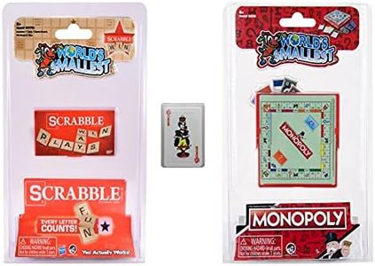 World's Smallest Scrabble - World's Smallest Monopoly - Miniature Playing Cards - Bundle Set of 3