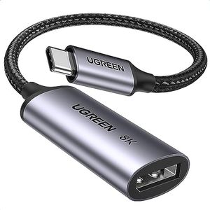 UGREEN 8K@60Hz USB C to DisplayPort 1.4 Adapter Cable 4K@240Hz HDR Thunderbolt 4 to Display Port Converter USB C to DP Aluminum Braided Compatible with MacBook Pro/Air, iPad Pro, Galaxy S23, Dell