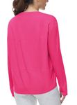 THE GYM PEOPLE Women's Long Sleeve Workout Shirts Back Loose Fit Running Tee Tops with Thumb Hole Bright Pink