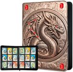 Trading Card Binder 9 Pocket, 360 Cards Holder, 3D Embossed Premium PU Card Collection Binder, Card Album for MTG, TCG, Game, Sport Cards, Bronze+Red Gemstone