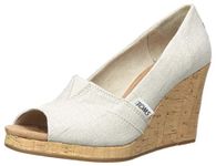 TOMS Women's Classic Espadrille Wedge Sandal, Natural Crosshatch Jacquard, 7