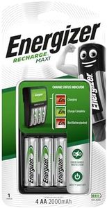 Energizer Maxi Battery Charger, Charges NiMH Rechargeable AA and AAA Batteries (4 AA Rechargeable Batteries Included)