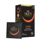 SKYN Large Condoms Pack of 10 SKYNFEEL Latex Free Condoms for Men, Extra Large Condoms, XL Condoms, Thin Condoms, Smooth Straight Shape, Lubricated, 56mm Wide