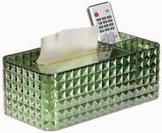 shilanmei Tissue Box Cover,Multifunctional Tissue Box Acrylic Desk Organizer Reusable Clear Facial Tissue Box Holder for Home Office Decorative (Green)