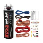 Boss Audio CPBK2 2 Farad 20-Volt LED Digital Voltage Car Audio Power Capacitor & Soundstorm AKS8 8 Gauge Car Amplifier Amp Complete Wiring Kit