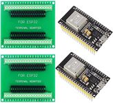 DUBEUYEW ESP32S ESP32 Development Board 2.4GHz Dual-Mode WiFi+ Bluetooth Dual Cores Microcontroller Processor, with Two Breakout Boards (38-Pin Combination Sets - 2 Pieces)