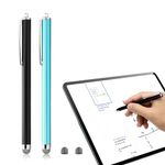 2 Pack Stylus Pens High Sensitivity Touch Screen Stylus Universal Pen Smooth Tablet Pencil with 2 Replacement Tips Compatible with All Capacitive Screen Mobile Phones Tablets (Black+Light Blue)