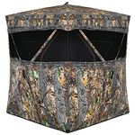 Tangkula 3 Person Pop up Ground Blind, Portable Hunting Blind with 360 Degree Mesh Windows, Carrying Bag & Ground Stakes, Camouflage Hunting Tent with Hub System, Camo Deer Blinds for Hunting
