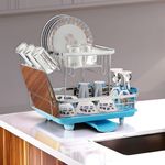 Plantex Kitchen Dish Rack Drainer/Stainless Steel 2-Tier Dish Drainer Rack with Removable Drain Board/Drying Rack with Drainer - 20 x 14 x 15 Inch (Chrome)