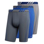 adidas Men's Sport Performance Mesh Long Boxer Brief Underwear (3-Pack), Onix Grey/Bold Blue/Grey, Large