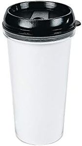 Fun Express Valentines Day Cups for Kids Set of 6 DIY Travel Coffee Mugs 16 oz BPA Free Plastic Valentines Cups with Lids for Classroom Crafts Personalized Gifts Reusable Valentine Cup Clear Black
