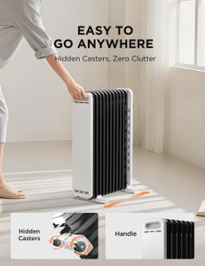 Midea Oil Filled Radiator Heater, 2300W – Portable Electric Heating