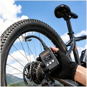 Electric Bike Pump with Digital Gauge, 150PSI Portable Rechargeable Tire Inflator with Brushless Motor, Cordless Air Pump Compatible with Presta & Schrader Valve for Bicycles, Motorcycle, Sports Balls