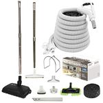 VPC Central Vacuum Accessory Kit | Premium Hose | Electric Power Head Nozzle with Height Adjustment | Telescopic Wand with Deluxe Tool Set | Handle with 3 Way Button with Bonus Tools