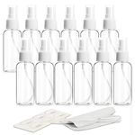 ZEJIA Fine Mist Clear Spray Bottles Refillable & Reusable Empty Plastic Travel Bottle for Essential Oils, Travel, Perfumes (30ml-12pcs, Clear)