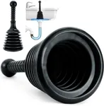 Luigi's Sink Plunger - Shower Drain Clog Remover - for Clogged Drain in Kitchen, Bathroom, Baths, Waste Pipes - Heavy Duty, Powerful Toilet Plungers - Black