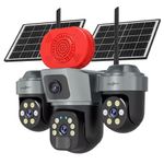 Active Pixel 4Mp Solar 4g Sim Supported with 3 Camera Security System | PTZ 360° + Dual Side Cameras | Motion Detection | Night Vision | Remote Monitoring | Waterproof Outdoor Solar CCTV Light