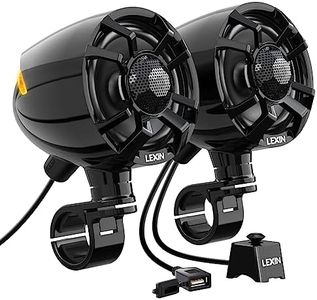 LEXIN S35 Motorcycle Bluetooth Speakers Waterproof, 200W Handlebar Stereo Audio Systems, 3.5" Full Range Speakers, FM Radio, LED Lights, Button Control, Compatible with ATV/UTV/12V Vehicles, Black