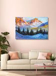 999Store Wooden Stretched Framed tree paintings for living room wall big size scenery with frames art frame bed décor home Snowy Mountains and Green Trees Wall canvas painting modern stylish hanging ( Canvas 24X36 Inches Strectched Canvas) FLP24360204