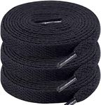 Flat Shoe Laces for Sneakers Shoelace Replacement Shoe Strings Black 3 Pair 55 inch