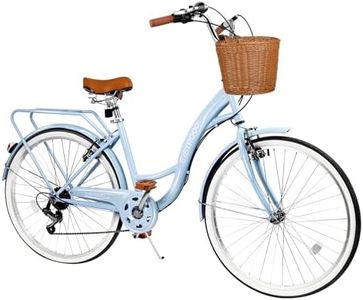 26 Inch Womens Bike, Beach Cruiser Bike for Women, Hybrid Cruiser Bike with 7 Speed, Adjustable Seat, Lightweight Women Beach Cruiser Bike with Anti-Skid Tires, Multi Colors (Single Bar, Blue)
